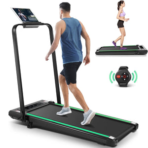 2 in 1 Walking Pad Treadmill with Handles, under Desk Treadmill with Incline, LED Touch Screen, Remote Watch,Wide Running Area, 0.6-7.5MPH