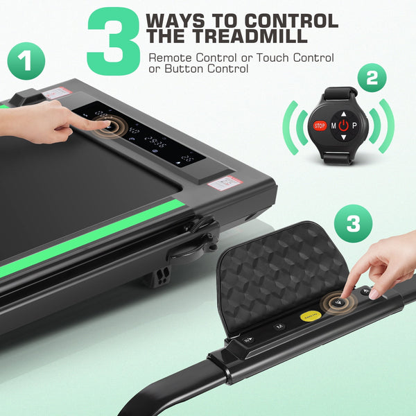 2 in 1 Walking Pad Treadmill with Handles, under Desk Treadmill with Incline, LED Touch Screen, Remote Watch,Wide Running Area, 0.6-7.5MPH