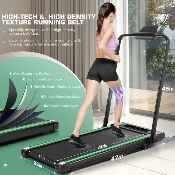 2 in 1 Walking Pad Treadmill with Handles, under Desk Treadmill with Incline, LED Touch Screen, Remote Watch,Wide Running Area, 0.6-7.5MPH