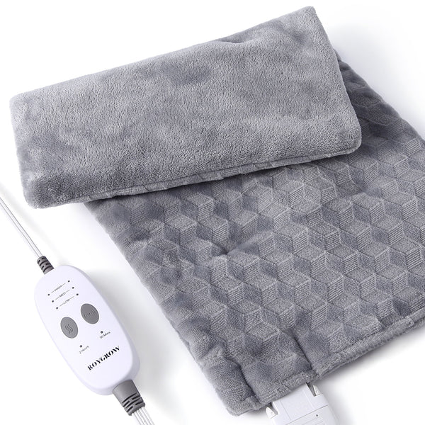 Electric Heating Pad for Back Neck Shoulder with Massaging Vibration