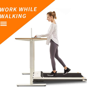 under Desk Treadmill with Foldable Wheels, Portable Walking Jogging Machine Flat Slim Treadmill, Sports App, Installation-Free, Remote Control, Jogging Running Machine for Home/Office,White