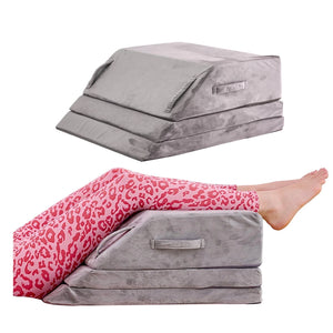 Bed Wedge Pillow Leg Elevation Support 3-Folding-In-1 Adjustable (6"/8"/10") for Swelling and Recovery, Gray