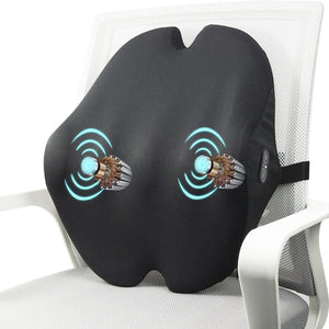 Vibrating Lumbar Support Back Pillow for Office Chair and Car Couch Sleeping Bed Recliner Plane, Perfectly Balanced Memory Foam with Vibrating Motors for Back Pain Relief