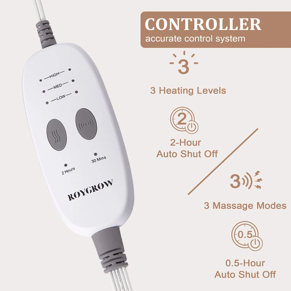 Electric Heating Pad for Back Neck Shoulder with Massaging Vibration